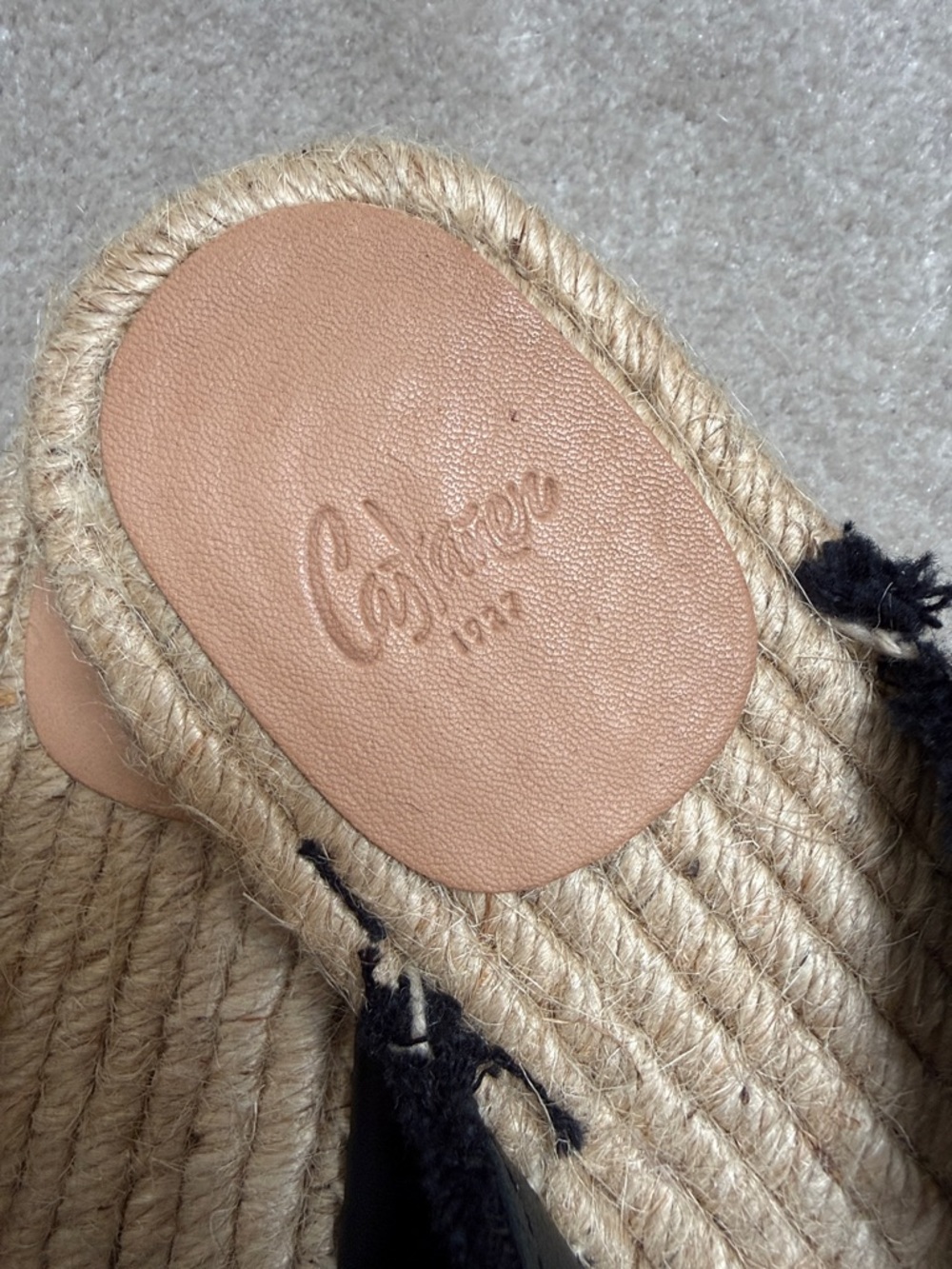 Castaner Black Frayed Espadrille Slide Sandals - Picture 4 of 4